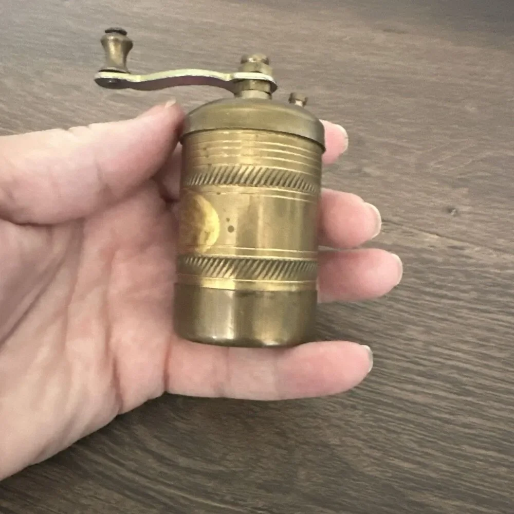 Vintage Spice Grinder Brass 1970s 3 Inches High Coffee Small Mini